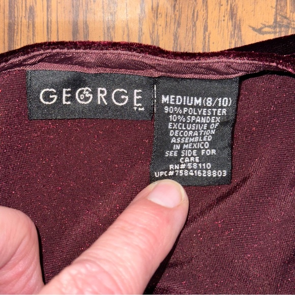 George Burgundy Velvet Open Cardigan Hook Front Long Sleeve M - Picture 7 of 9